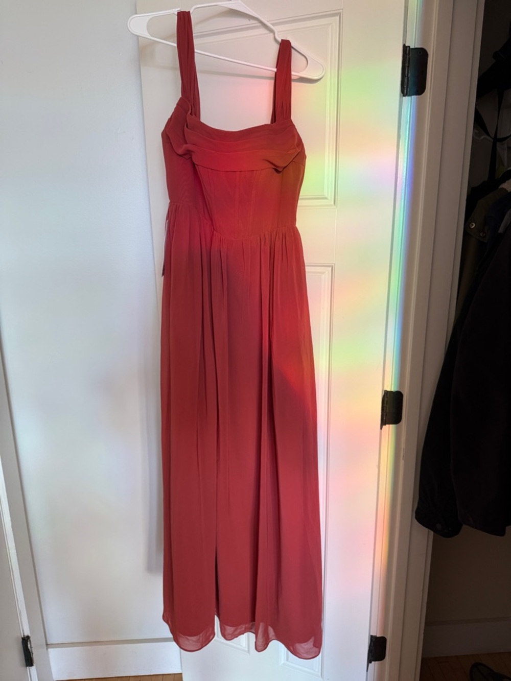 Barbie™  AZAZIE 1036 Terracotta A-Line Corset Chiffon Dress